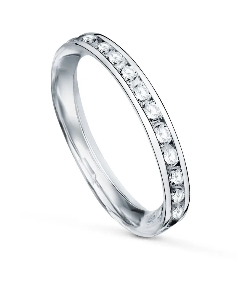 Sortija oro blanco 9k circonitas carril 2,8mm