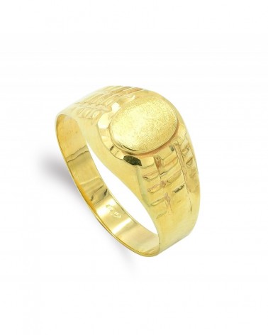 Sello oro 9k amarillo hueco oval zona grabado 7x5mm