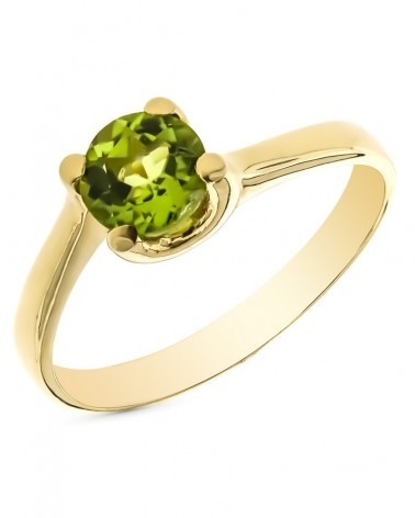 Anillo oro 9k olivina natural solitario