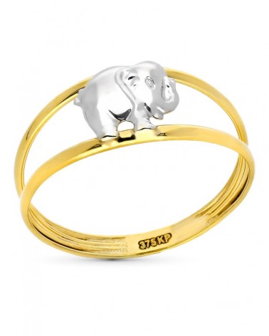 Sortija oro 9k bicolor elefante 7,5mm