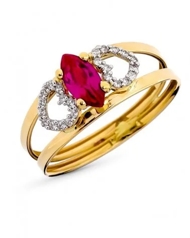 Sortija oro 9k bicolor circonita marquise