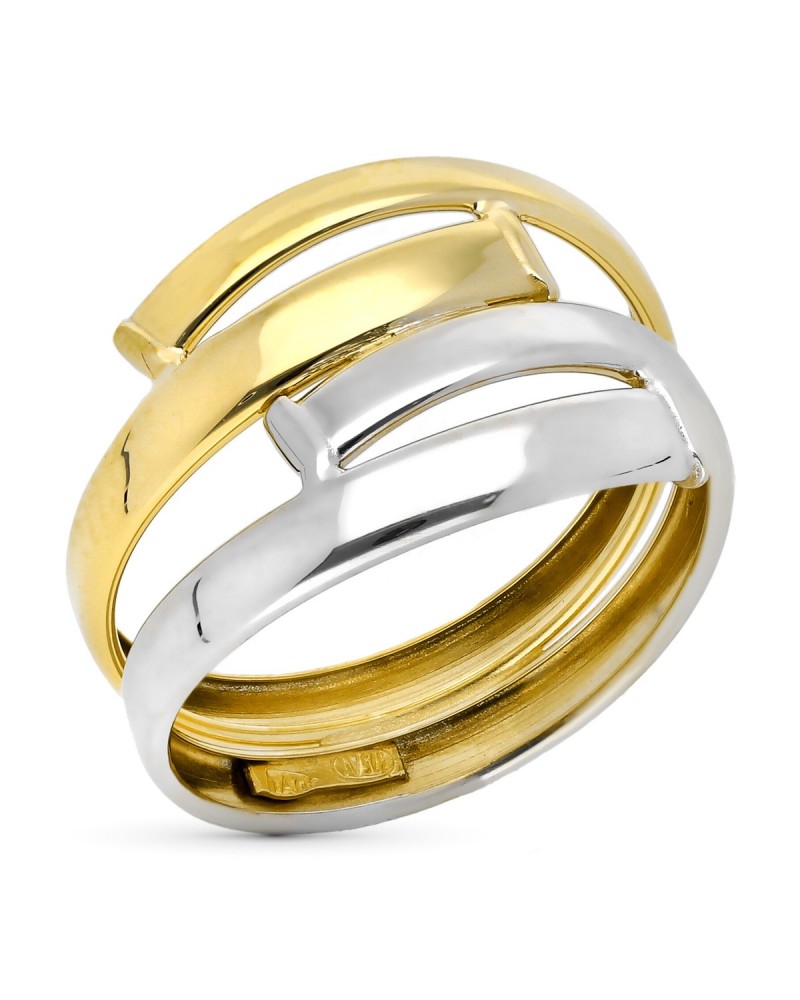 Sortija oro 9k bicolor doble banda 14mm