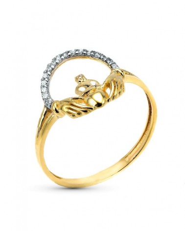 Sortija oro 9k amarillo Claddagh irlandés 12mm