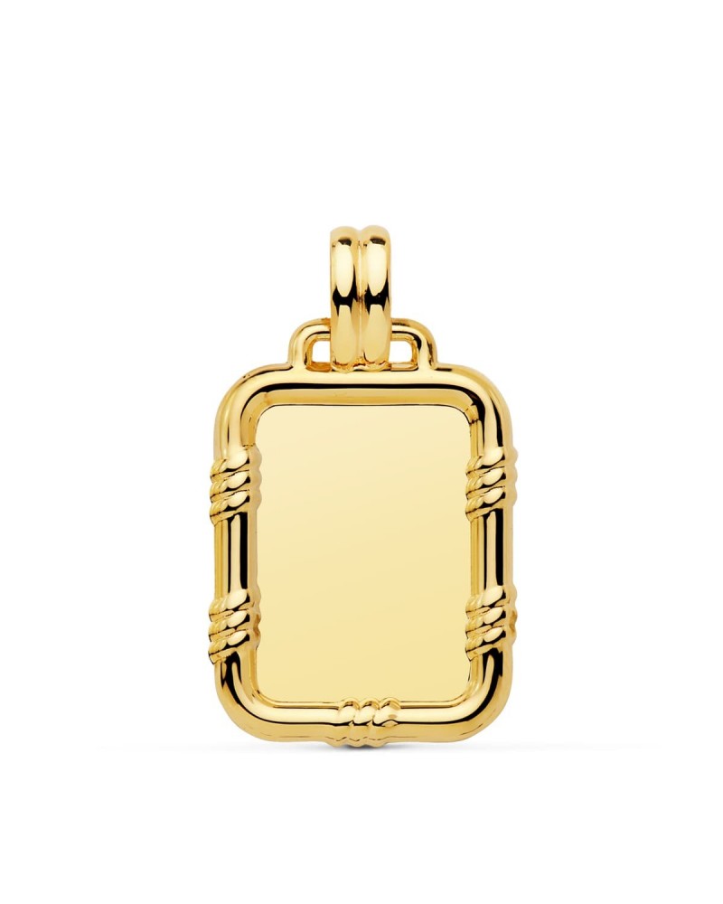 Chapa oro 9k amarillo rectangular grabable 26x18mm
