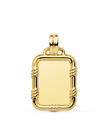 Chapa oro 9k amarillo rectangular grabable 26x18mm