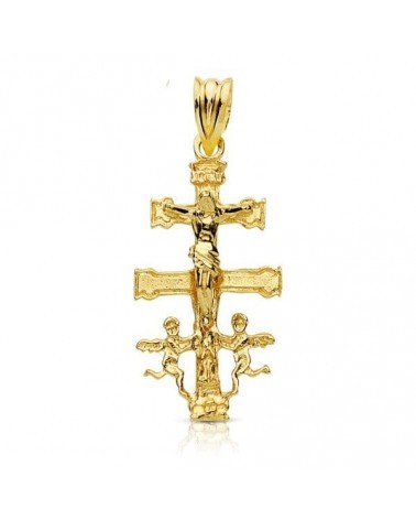 Cruz oro 9k Caravaca Cristo amarillo 28x14mm