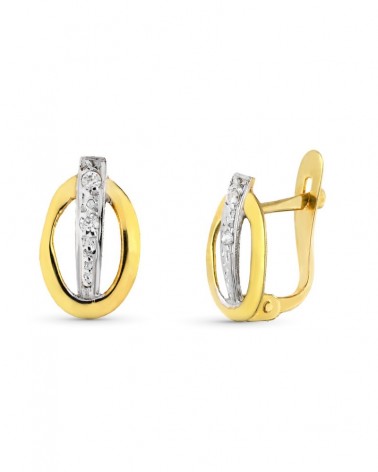 Pendientes oro 9k bicolor cierre catalán 10x6mm