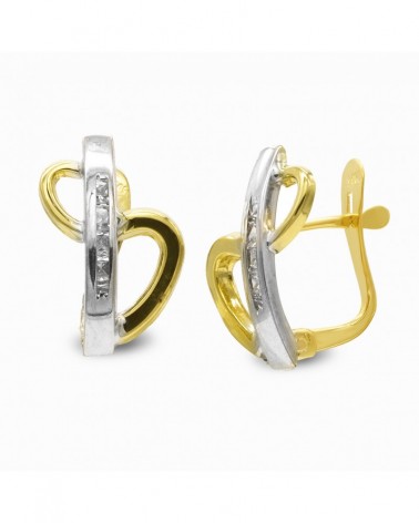 Pendientes oro 9k bicolor cierre catalán 14x8 mm