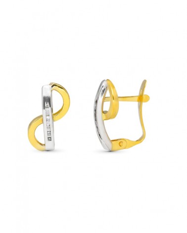 Pendientes oro 9k bicolor cierre catalán 15x8 mm