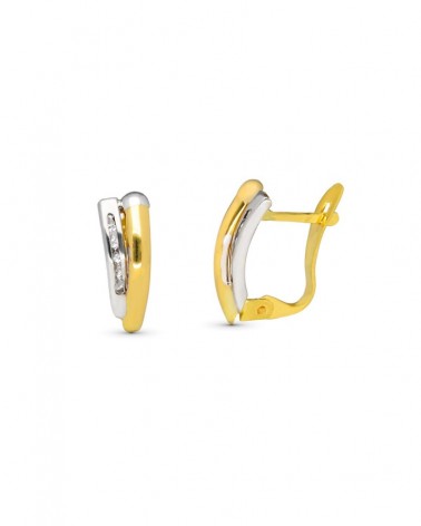 Pendientes oro 9k bicolor cierre catalán 13x5mm
