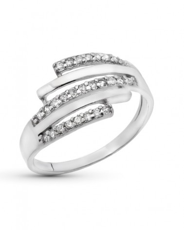 Sortija oro blanco 18k bandas circonitas 11mm