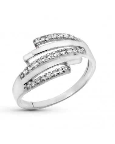 Sortija oro blanco 9k bandas circonitas 11mm