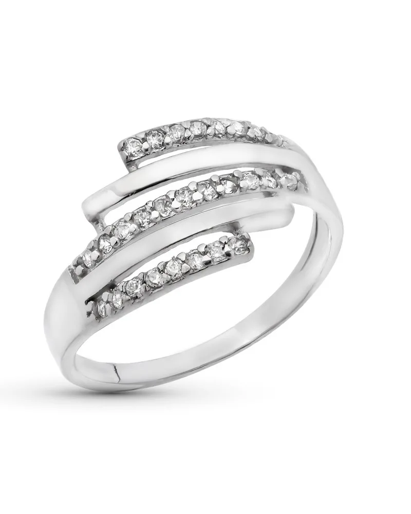 Sortija oro blanco 9k bandas circonitas 11mm