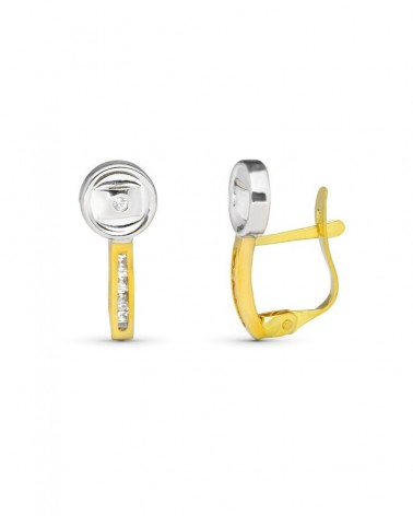 Pendientes oro 9k bicolor catalán circonita 14x6 mm