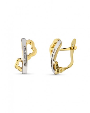 Pendientes oro 9k bicolor cierre catalán 13x7mm