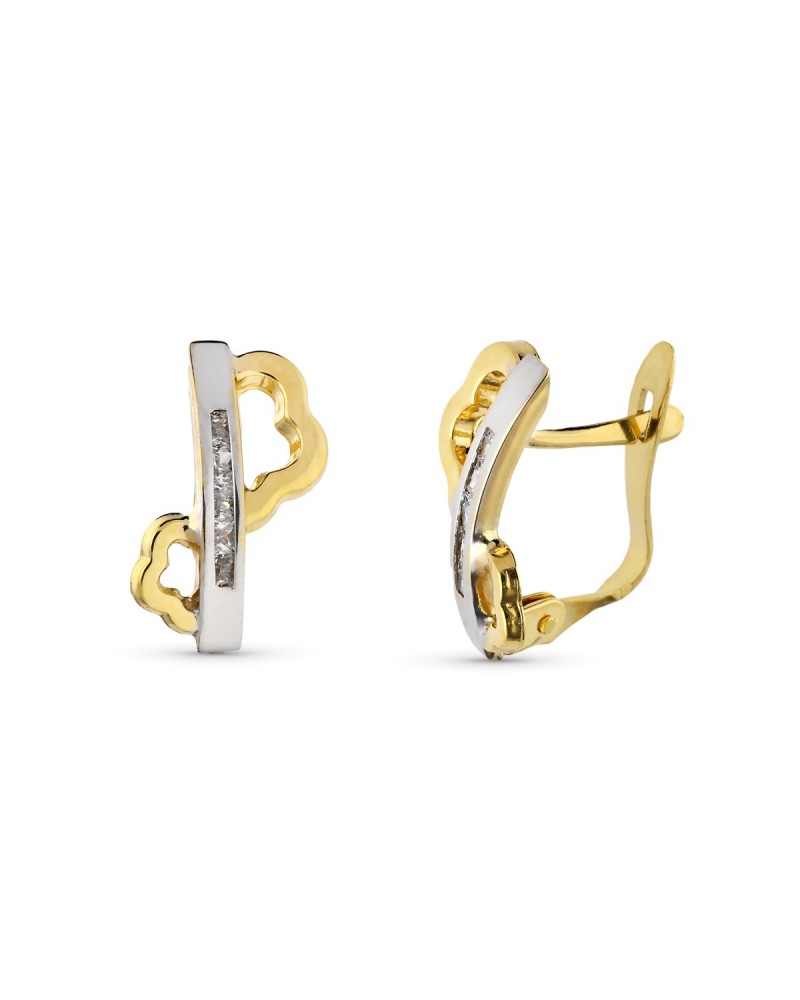 Pendientes oro 9k bicolor cierre catalán 13x7mm
