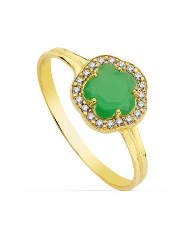 Sortija oro 9k amarillo circonita verde 9mm