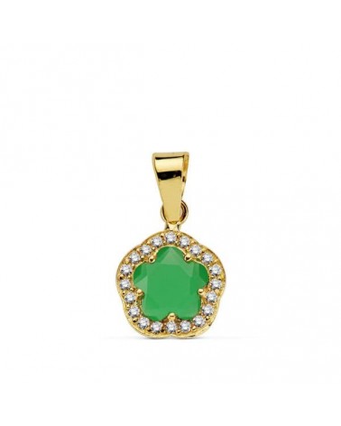 Colgante oro 9k estrella piedra color verde 9mm