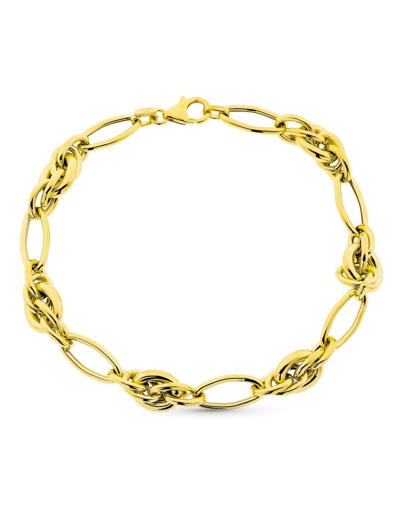 Pulsera oro 9k amarillo eslabón combinado 20,5 cm