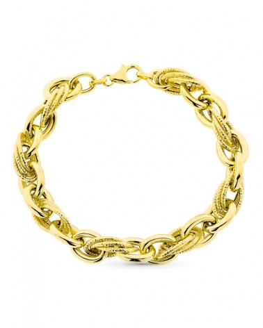 Pulsera oro 9k amarillo triple eslabón 20cm