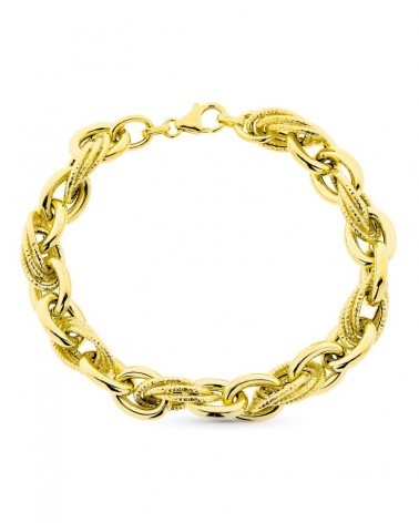 Pulsera oro 9k amarillo triple eslabón 20cm