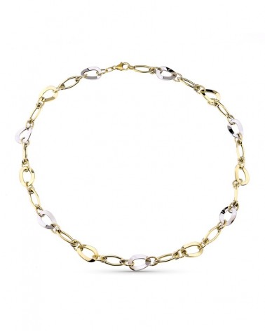 Collar oro 9k bicolor eslabones ovales 45cm
