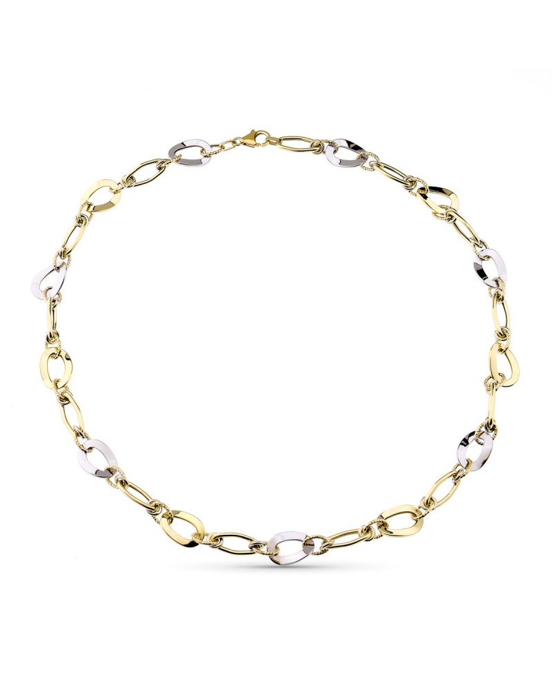 Collar oro 9k bicolor eslabones ovales 45cm
