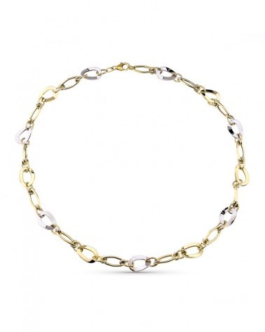 Collar oro 9k bicolor eslabones ovales 45cm