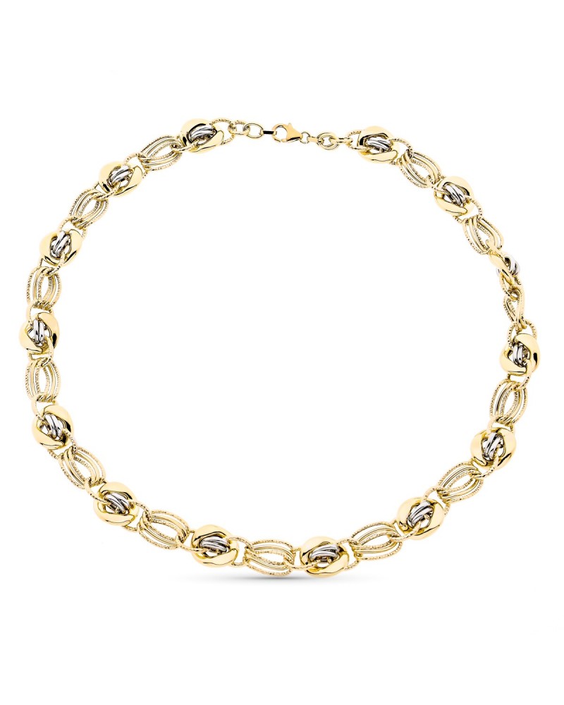 Collar oro 9k bicolor eslabones ovalados 45cm