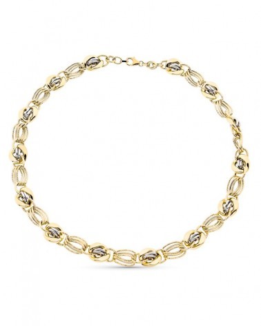 Collar oro 9k bicolor eslabones ovalados 45cm