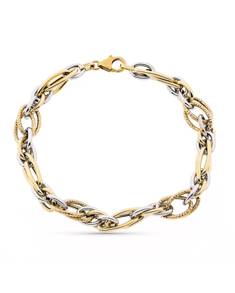 Pulsera oro 9k amarillo eslabones entrelazados 20cm