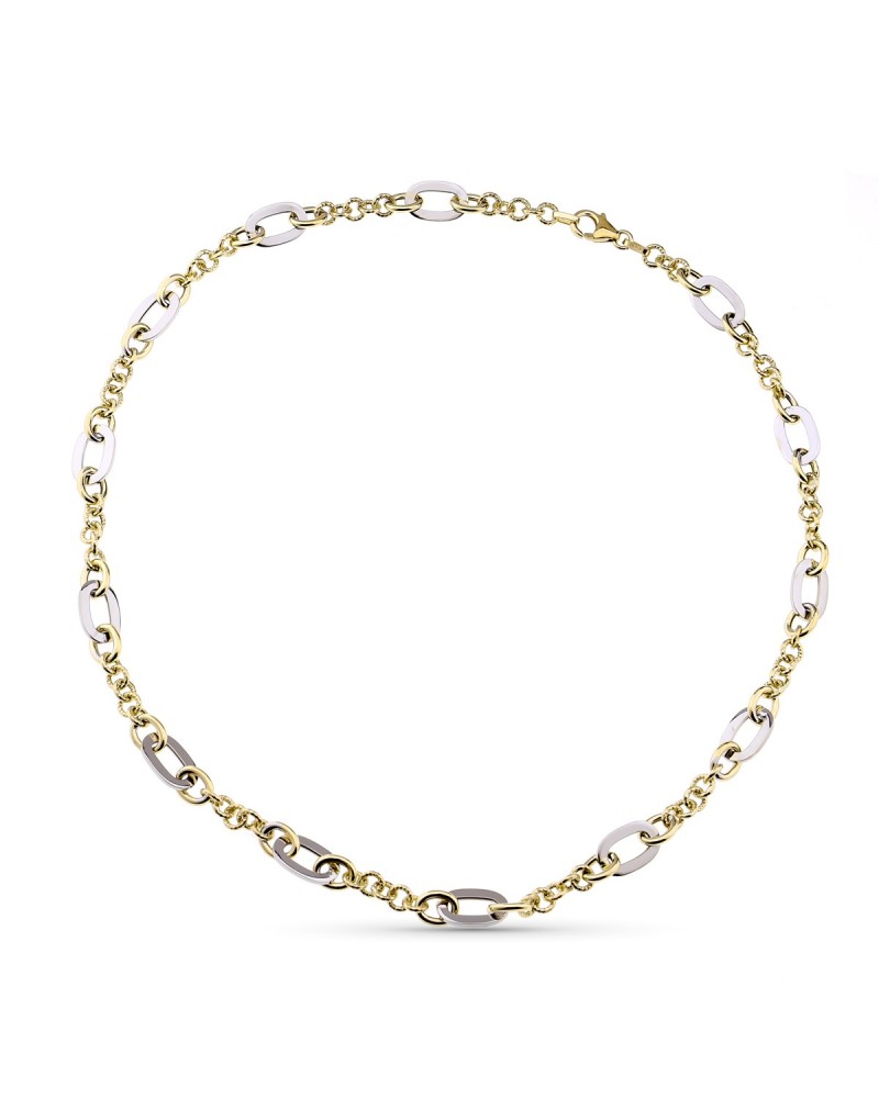 Collar oro 9k bicolor eslabones 45cm