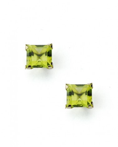 Pendientes oro 9k olivina natural cuadrada 5x5mm