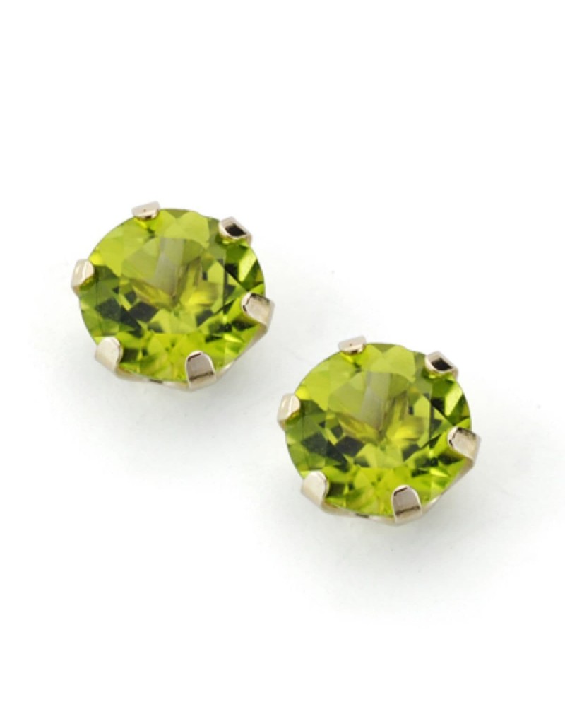 Pendientes oro 9k olivina natural 7mm cierre presión