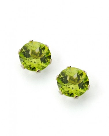 Pendientes oro 9k olivina verde 6mm cierre presión