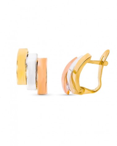 Pendientes oro 9k tricolor bandas catalán 14x8mm
