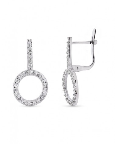 Pendientes oro 9k blanco círculo catalán 22x11 mm