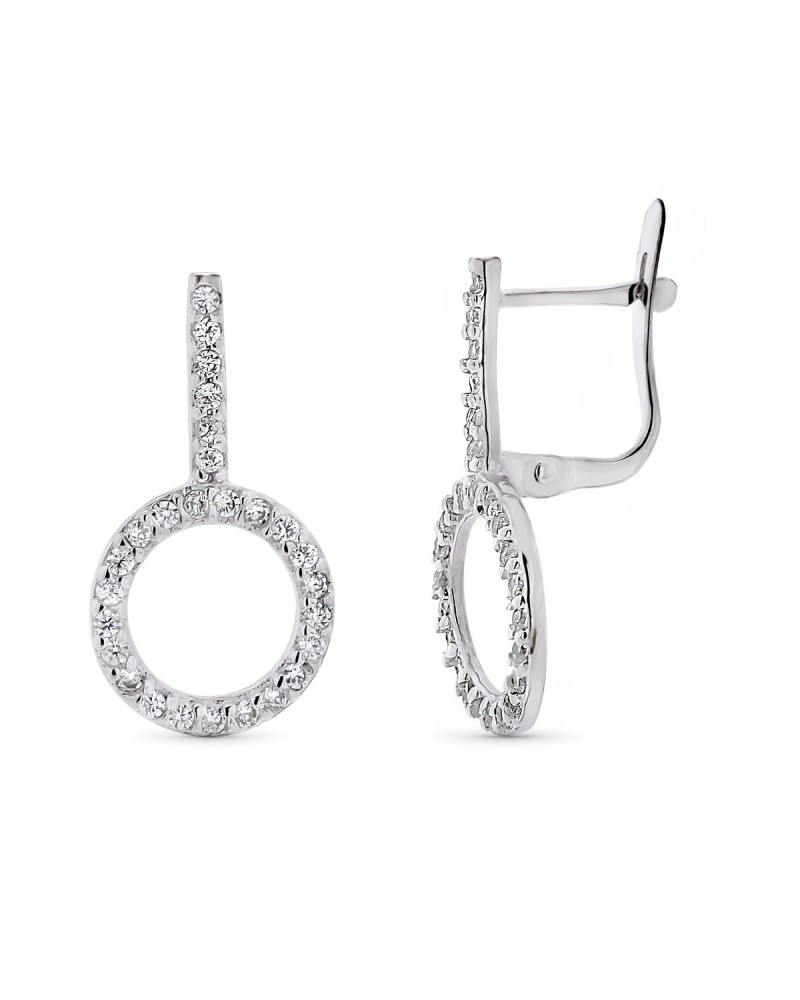 Pendientes oro 9k blanco círculo catalán 22x11 mm