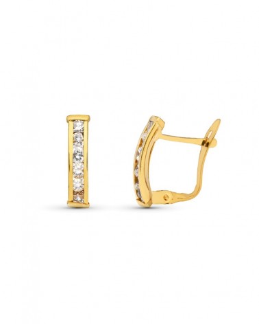 Pendientes oro 9k circonita cierre catalán 14x3mm