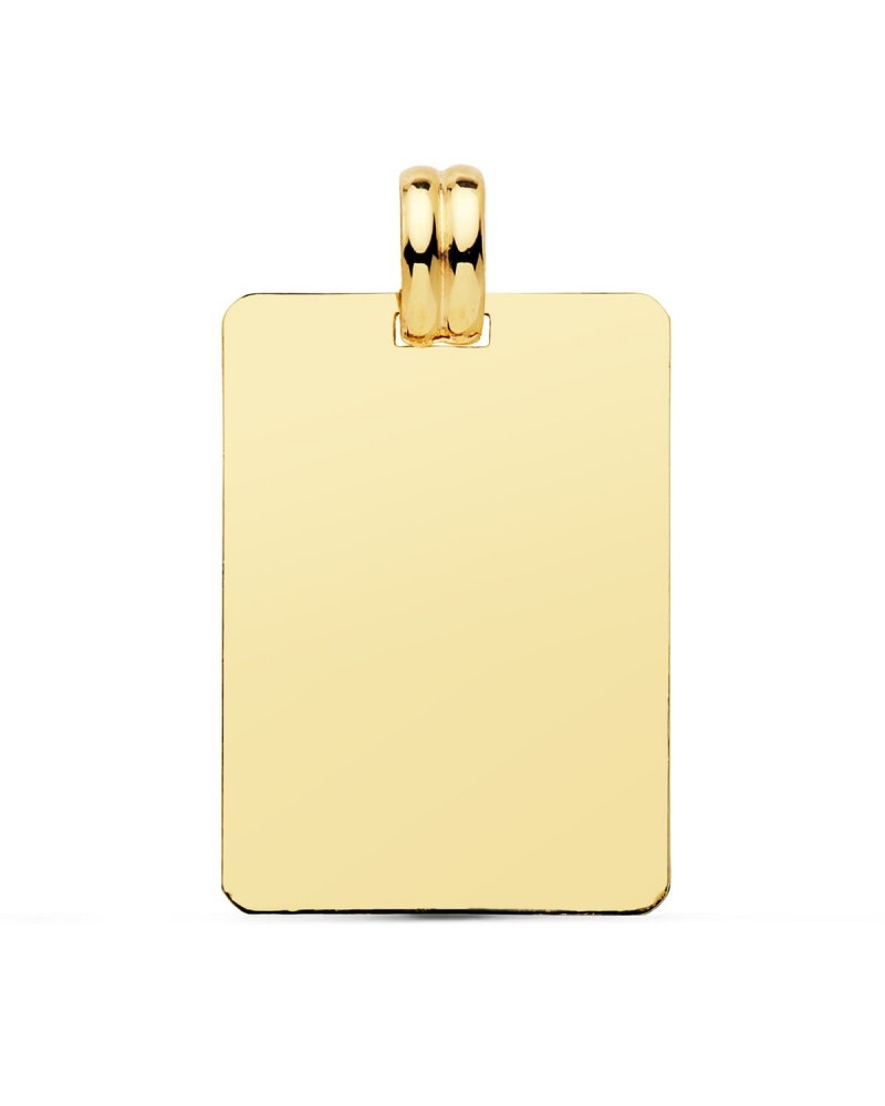 Chapa rectangular oro 9k lisa personalizable 28x20mm