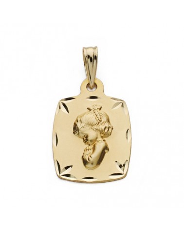 Medalla oro 9k Virgen niña rezando 19x13mm