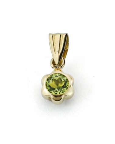 Colgante oro 9k olivina natural forma flor 4x4mm
