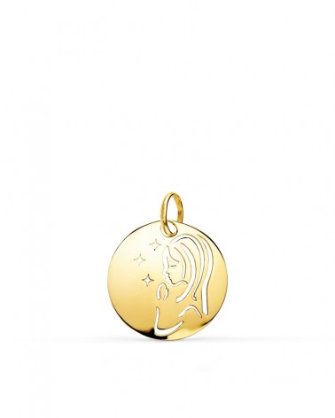 Medalla oro 9k Virgen niña calada 15mm