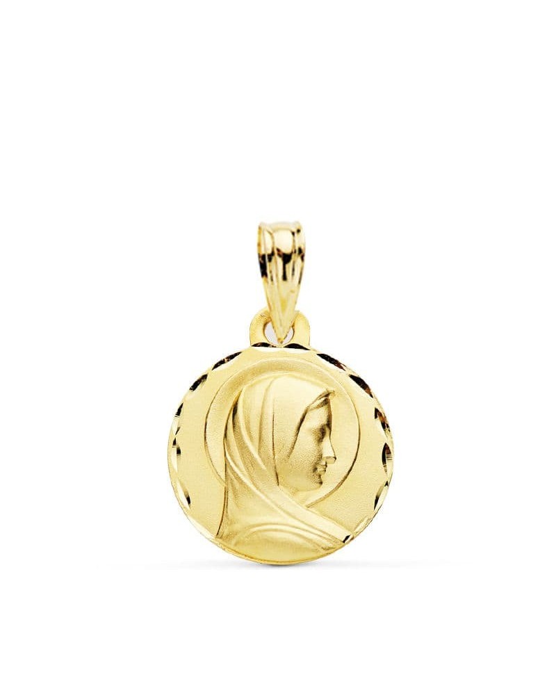 Medalla oro 9k Virgen María francesa 14mm