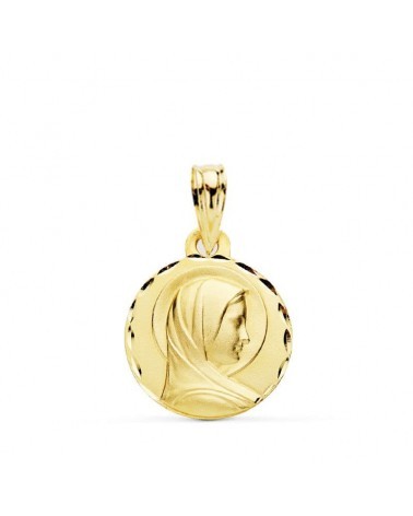 Medalla oro 9k Virgen María francesa 14mm