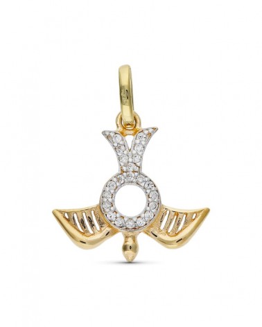 Colgante oro 9k bicolor paloma Espíritu Santo circonita 14x17mm