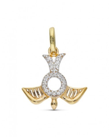 Colgante oro 9k bicolor paloma Espíritu Santo circonita 14x17mm
