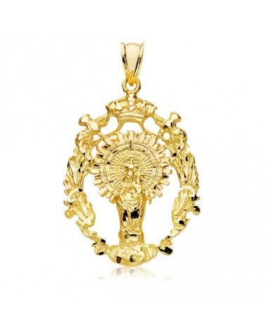 Medalla Virgen del Pilar oro 9k escudo 35x28 mm