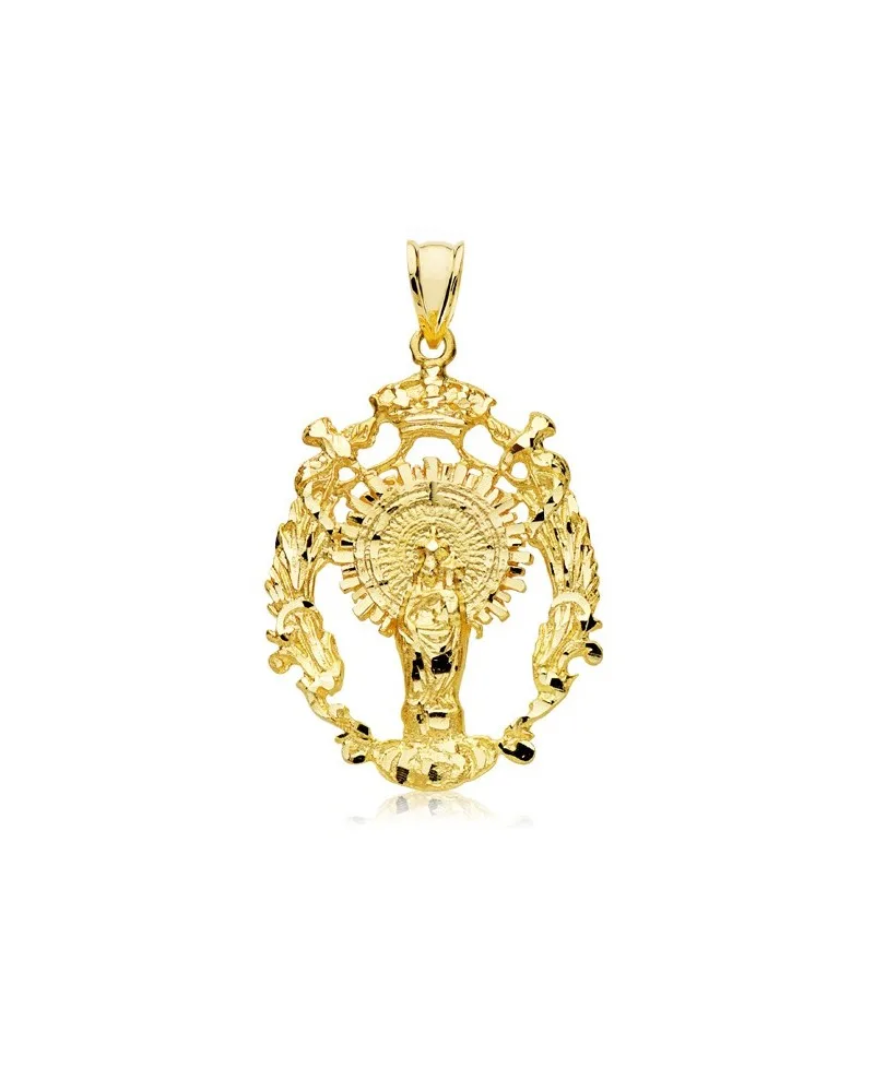 Medalla Virgen del Pilar oro 9k escudo 35x28 mm