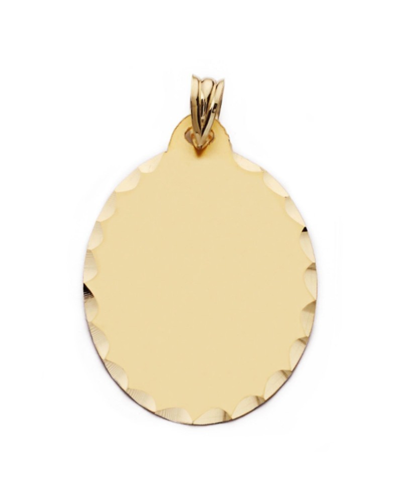 Chapa oro 9k oval tallada 34x23mm